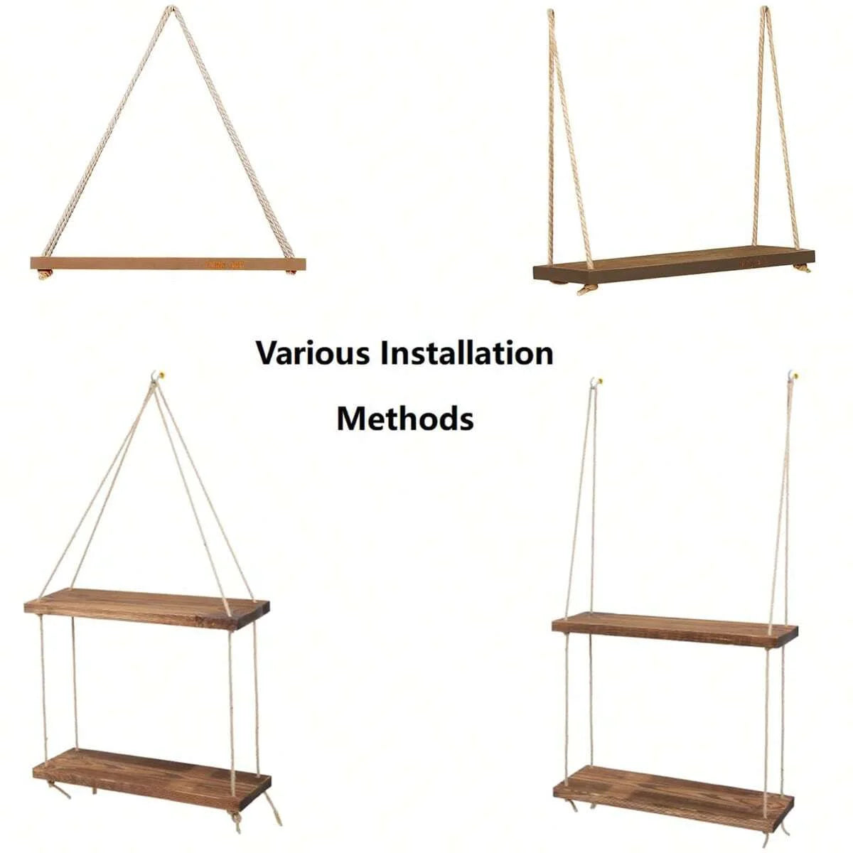 Wooden Swing Hanging Hemp Rope